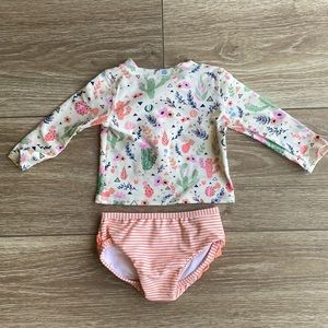 Ruffle Butts infant girls two piece rash guard size 6-12mo